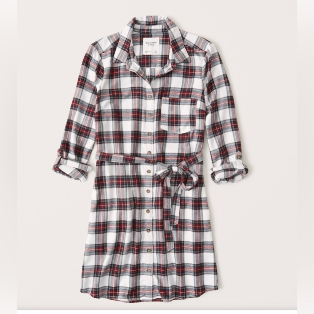 Flannel Shirt Dress - Medium Tall